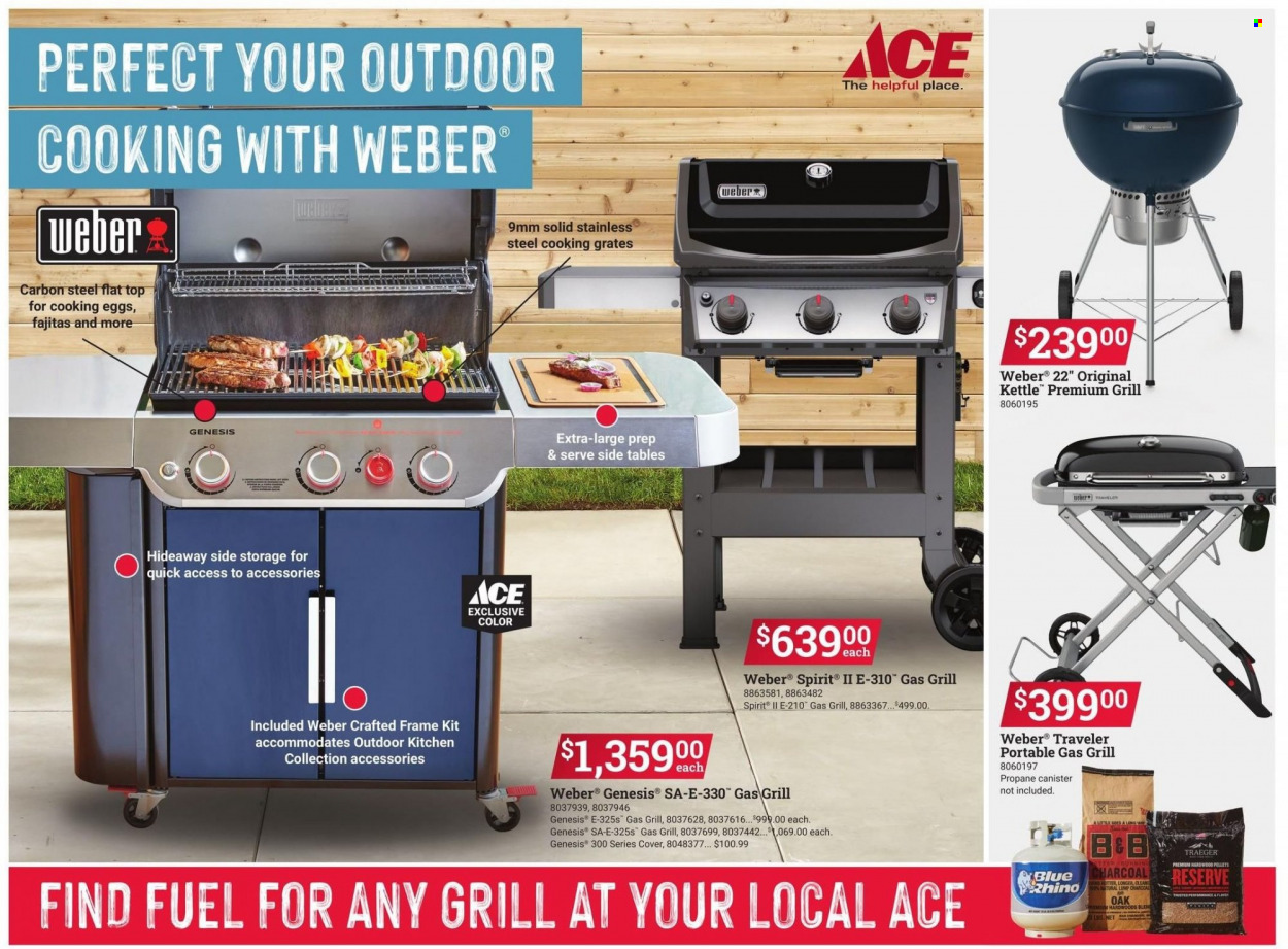 thumbnail - ACE Hardware Flyer - 05/01/2022 - 05/31/2022 - Sales products - canister, table, Rhino, gas grill, grill, Weber. Page 2.