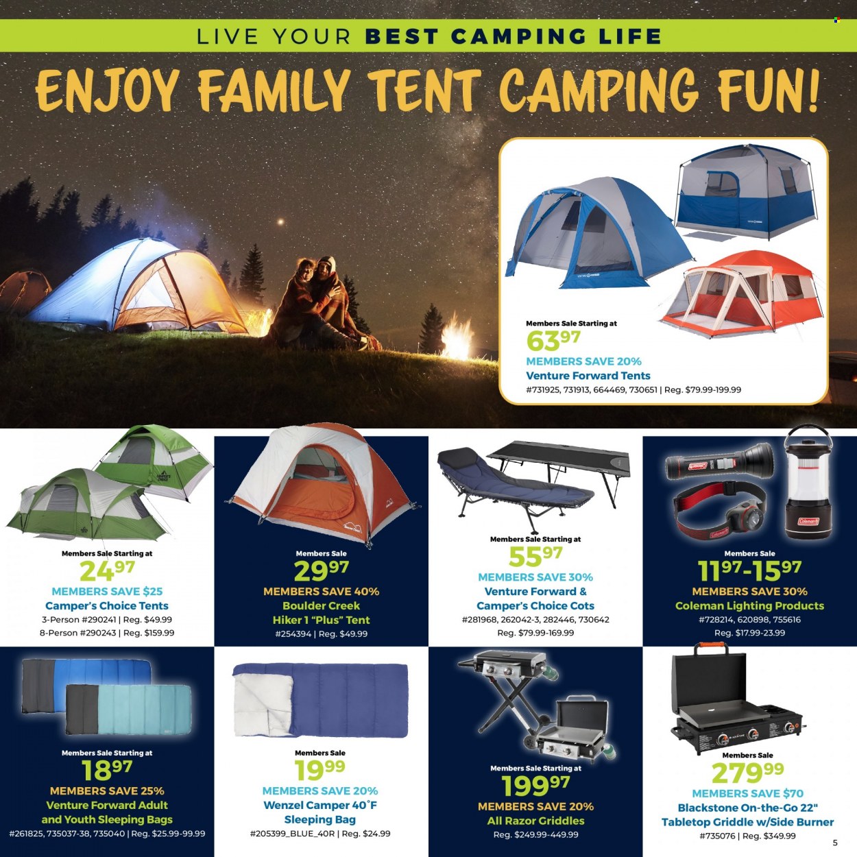 thumbnail - Camping World Flyer - 05/02/2022 - 05/29/2022 - Sales products - sleeping bag, tent, Coleman. Page 5.