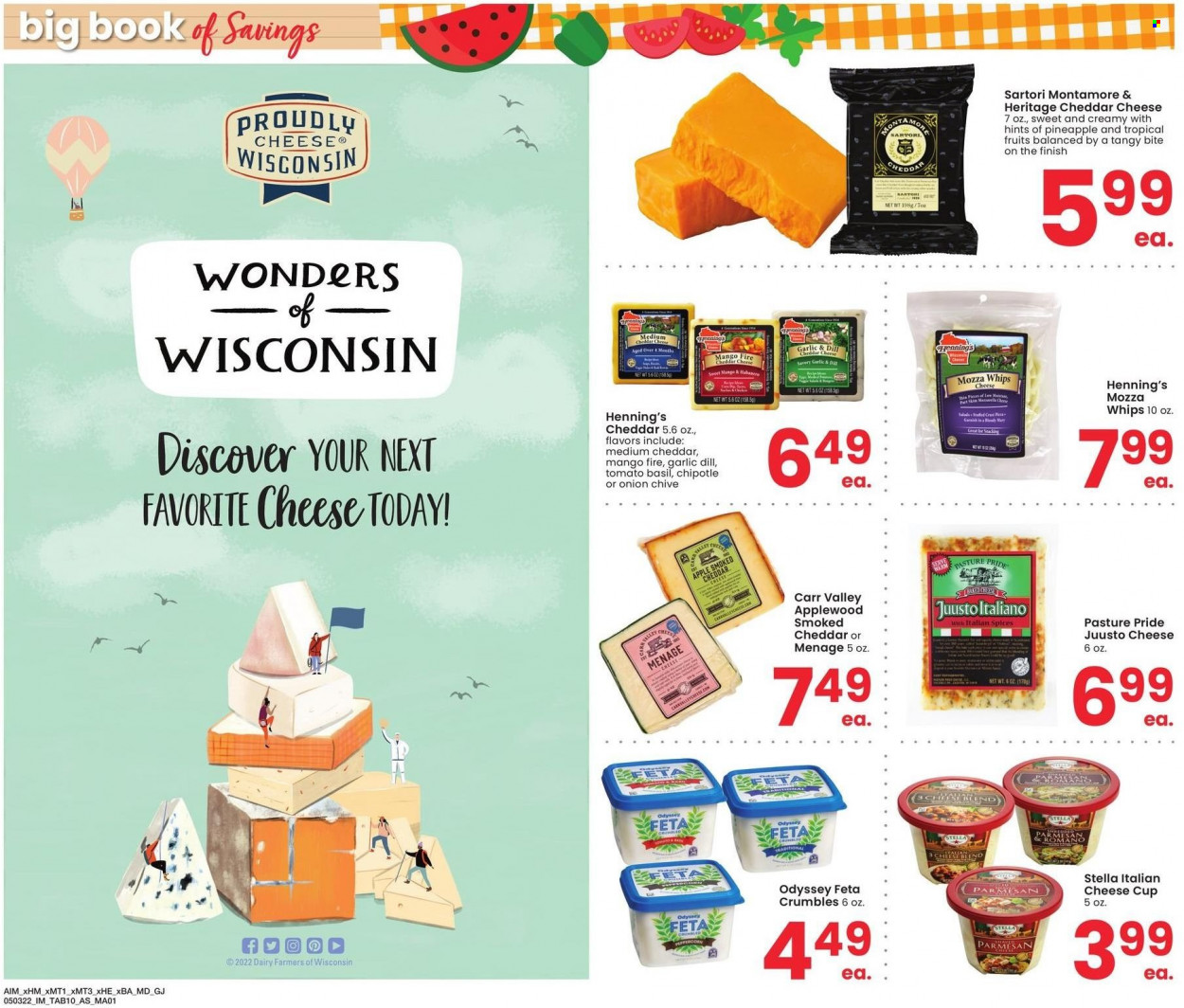 thumbnail - Albertsons Flyer - 05/03/2022 - 05/30/2022 - Sales products - onion, mango, cheddar, cheese cup, parmesan, cheese, feta, esponja, dill, cup, pin. Page 10.