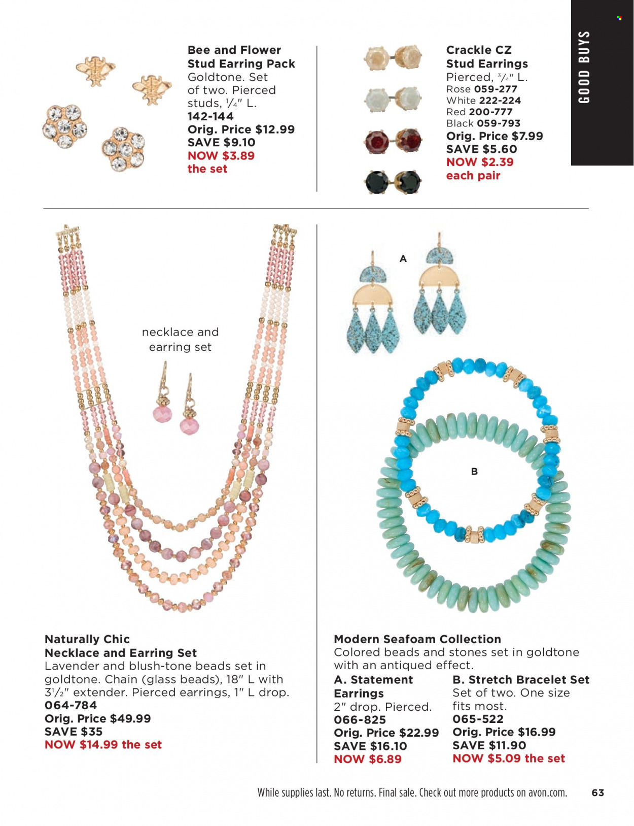 thumbnail - Avon Flyer - 05/11/2022 - 05/24/2022 - Sales products - Avon, bracelet, necklace, studs. Page 63.