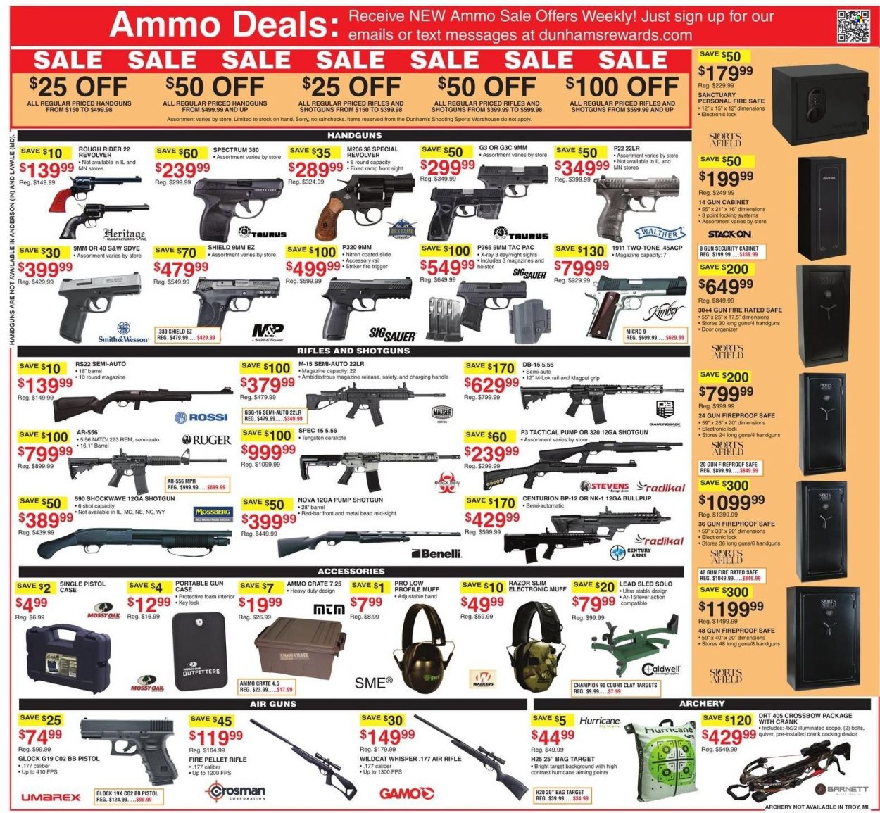thumbnail - Dunham's Sports Flyer - 05/14/2022 - 05/19/2022 - Sales products - bag, razor, glock, rifle, security cabinet, gun case, holster, pistol, pellet gun, Magpul, scope, ammo, crossbow, Smith & Wesson. Page 7.