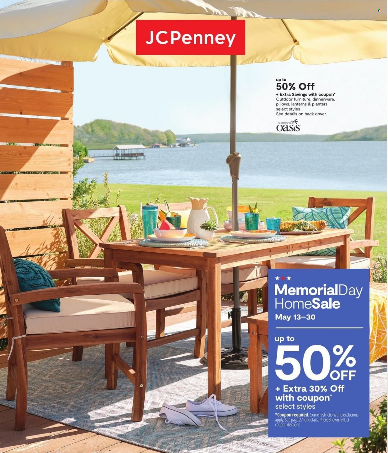 thumbnail - JCPenney Flyer - 05/13/2022 - 05/30/2022 - Sales products - dinnerware set, pillow, outdoor furniture. Page 1.