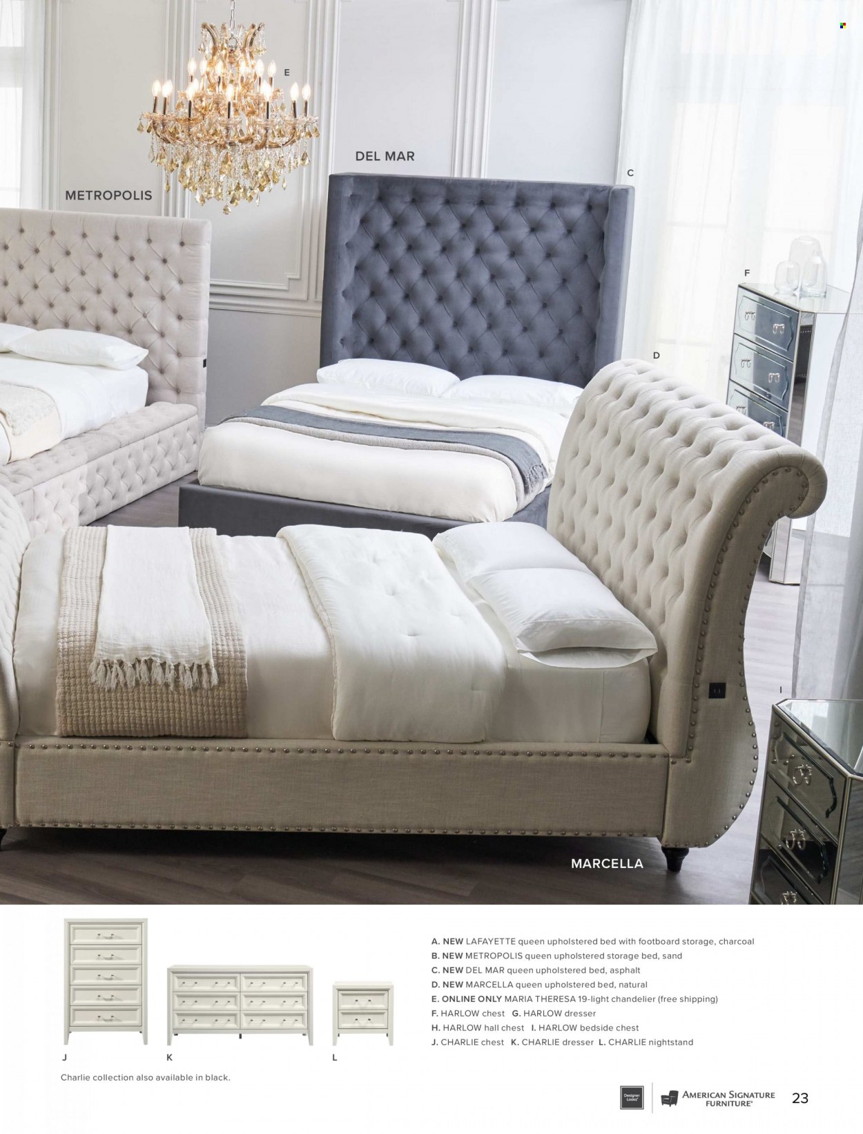 thumbnail - Value City Furniture Flyer - Sales products - storage bed, upholstered bed, dresser, nightstand. Page 23.