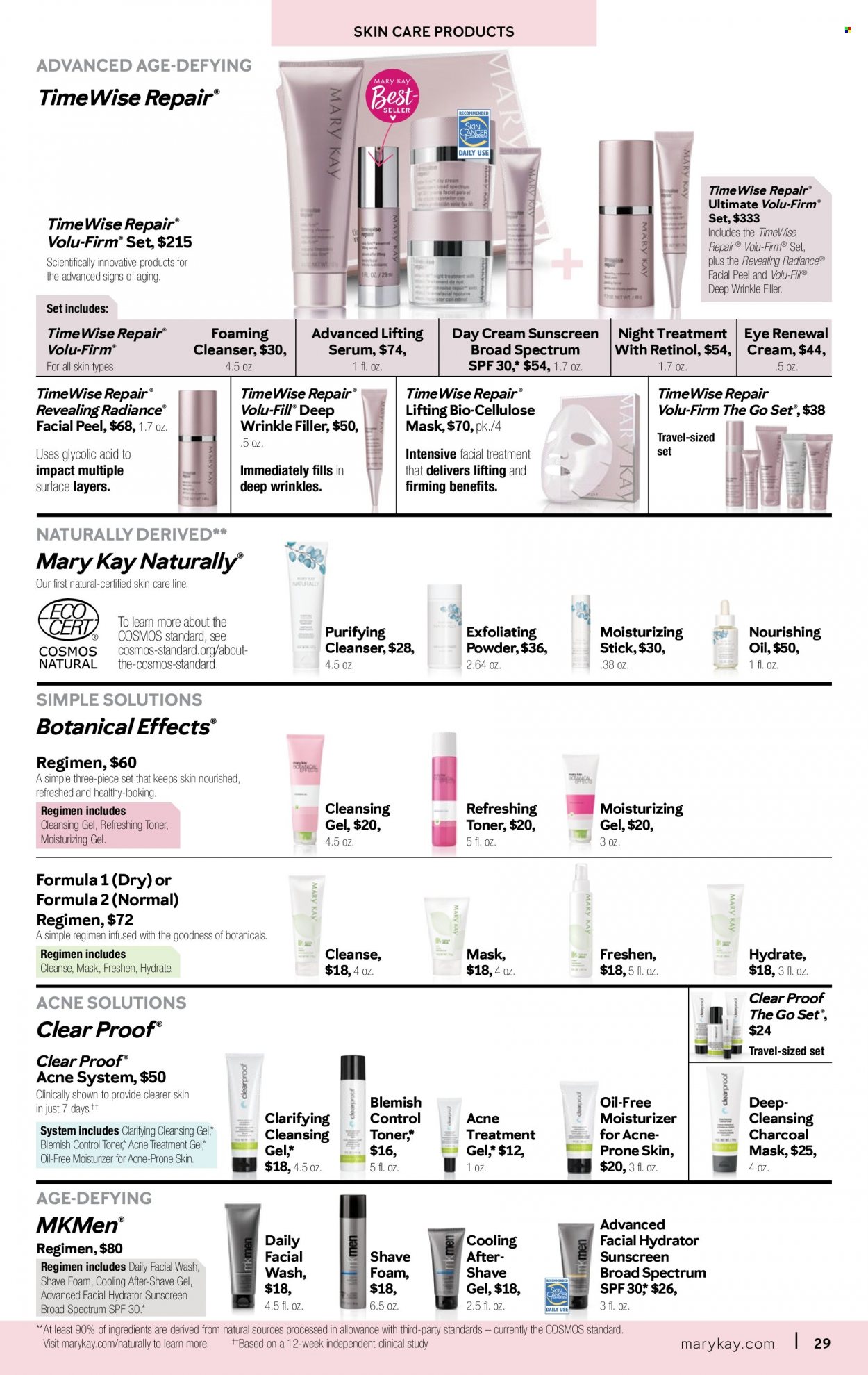 thumbnail - Mary Kay Flyer - 05/16/2022 - 08/15/2022 - Sales products - cleanser, day cream, moisturizer, serum, toner, TimeWise, Clear Proof, after shave, shave gel. Page 29.