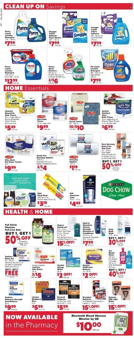 thumbnail - Family Fare Flyer - 05/22/2022 - 05/30/2022 - Sales products - clams, Bounty, napkins, Dove, bath tissue, Quilted Northern, kitchen towels, paper towels, Charmin, detergent, Clorox, Snuggle, Persil, fabric softener, laundry detergent, dryer sheets, Purex, body wash, shampoo, toothpaste, conditioner, Head & Shoulders, anti-perspirant, deodorant, cup, battery, Duracell, Energizer, Sylvania, Eveready, pain relief, Nexium, melons. Page 5.