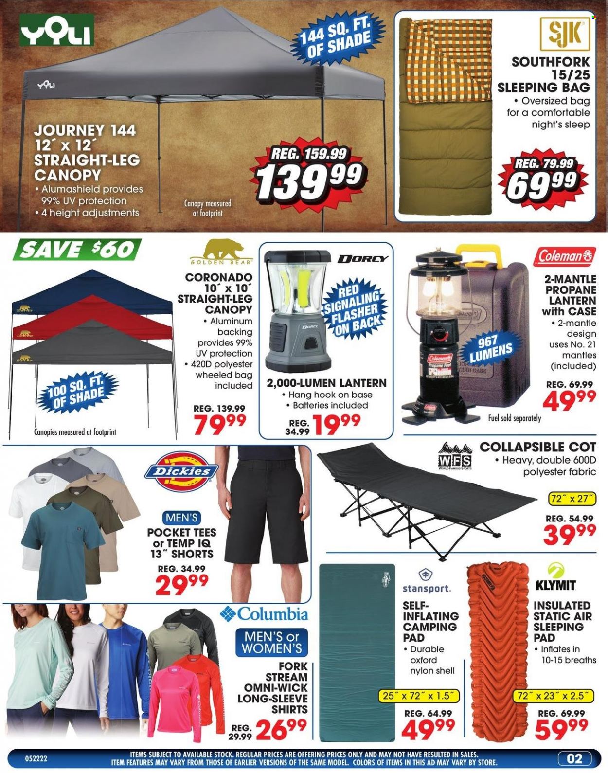 thumbnail - Big 5 Flyer - 05/22/2022 - 05/30/2022 - Sales products - Columbia, Coleman, fork, shorts, shirt, t-shirt, sleeping bag. Page 3.