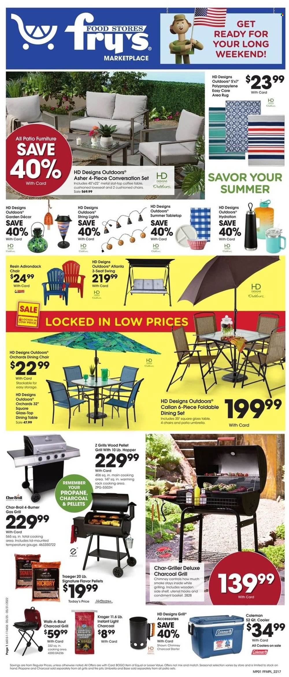 thumbnail - Fry’s Flyer - 05/25/2022 - 05/31/2022 - Sales products - basket, lid, chair pad, string lights. Page 1.