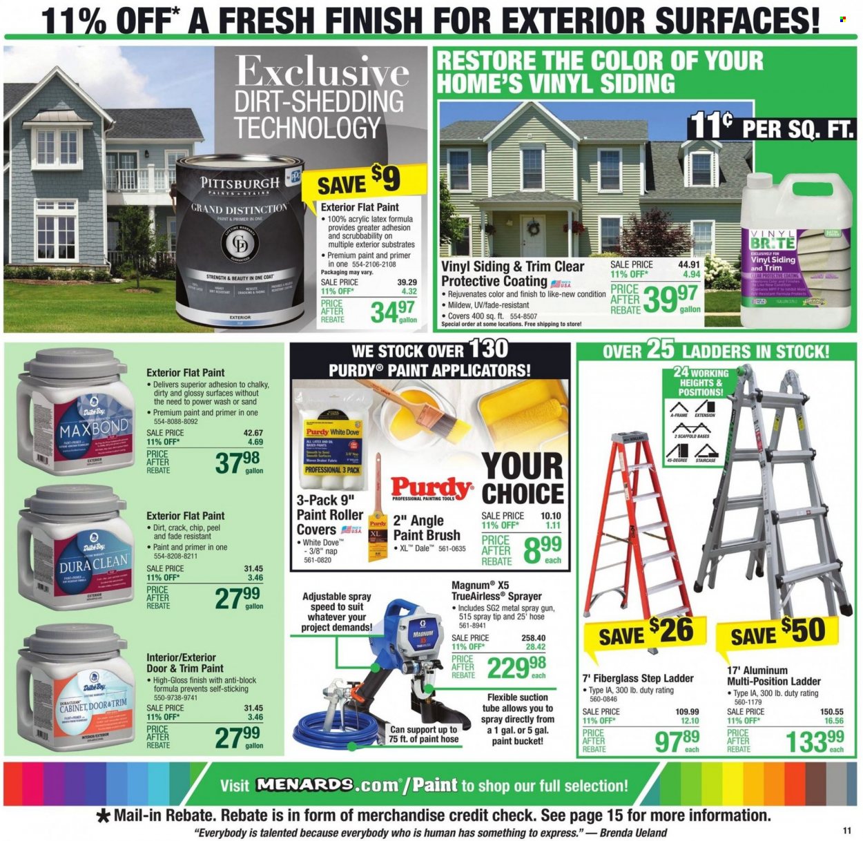 thumbnail - Menards Flyer - 05/25/2022 - 06/05/2022 - Sales products - Magnum, oil, Dove, spray gun, paint brush, painting tools, cabinet, roller, ladder, siding, sprayer. Page 14.