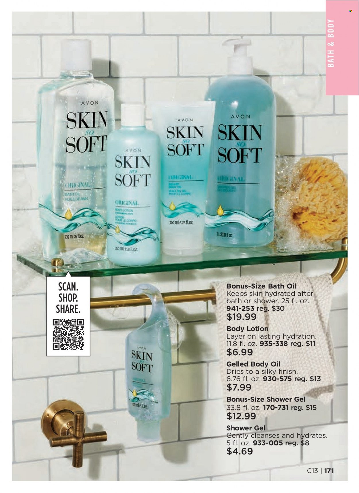 thumbnail - Avon Flyer - 05/25/2022 - 06/07/2022 - Sales products - bath oil, shower gel, Avon, Skin So Soft, body lotion, body oil. Page 171.