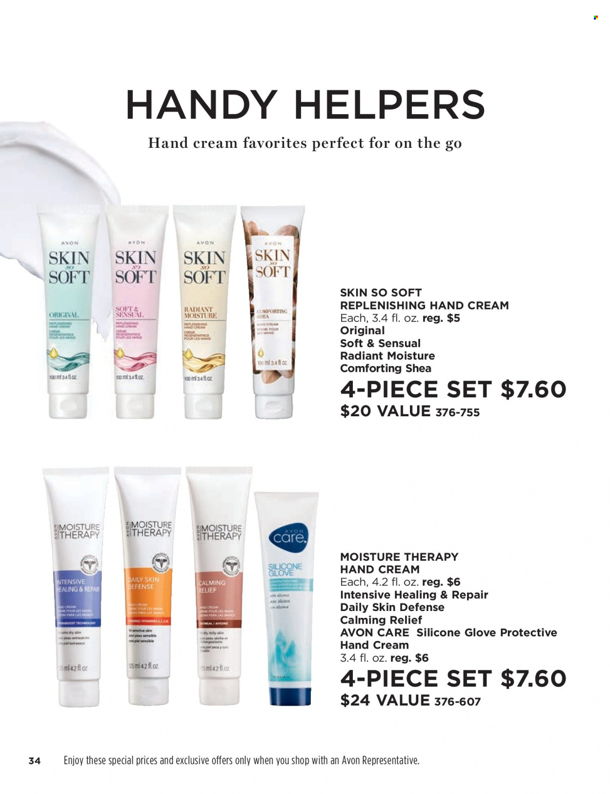 thumbnail - Avon Flyer - 05/25/2022 - 06/07/2022 - Sales products - Avon, Moisture Therapy, Skin So Soft, hand cream. Page 34.
