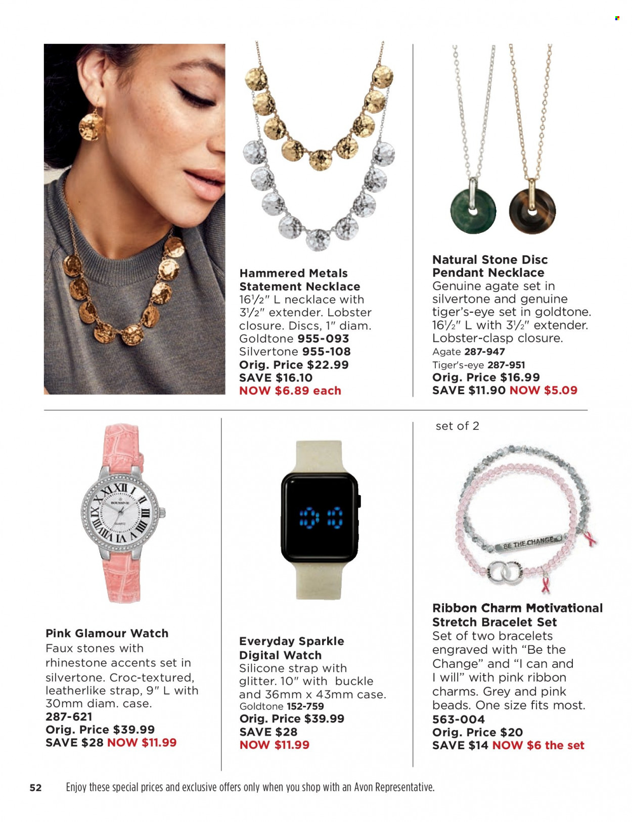 thumbnail - Avon Flyer - 05/25/2022 - 06/07/2022 - Sales products - Avon, glitter, bracelet, necklace, watch, pendant. Page 52.