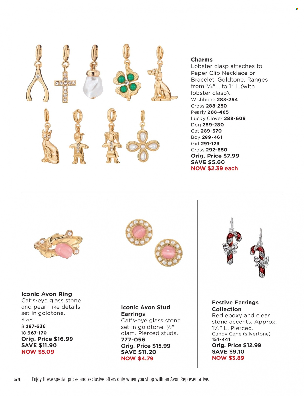 thumbnail - Avon Flyer - 05/25/2022 - 06/07/2022 - Sales products - Avon, Iconic Avon, paper, bracelet, earrings, necklace, studs. Page 54.