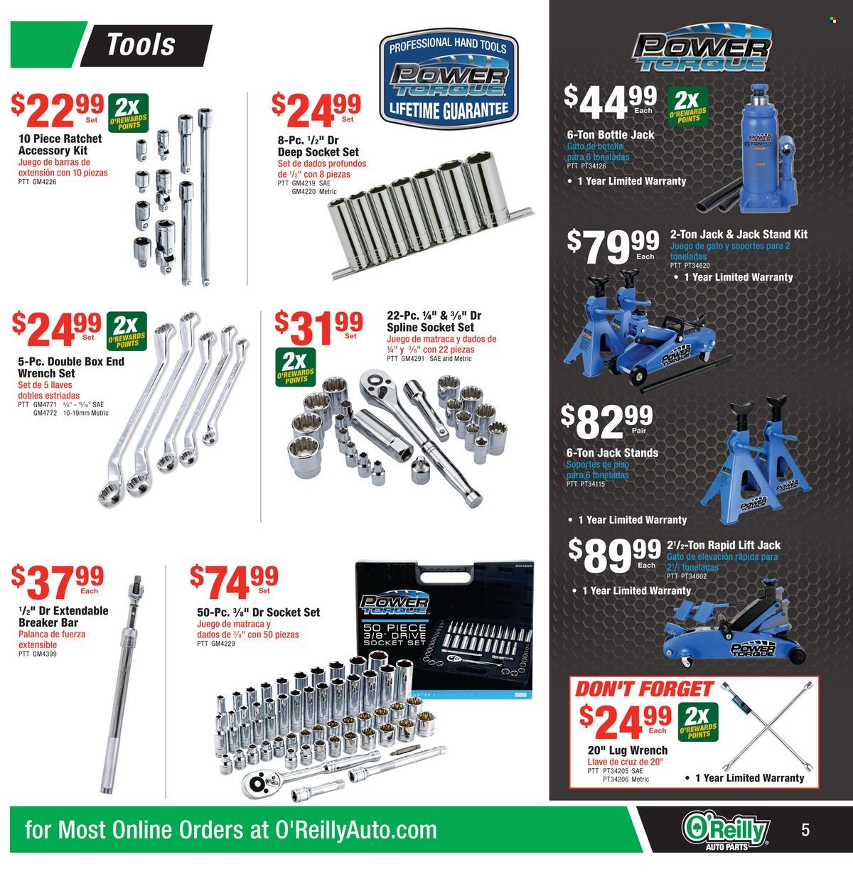 thumbnail - O'Reilly Auto Parts Flyer - 05/25/2022 - 06/28/2022 - Sales products - wrench, socket set, wrench set, hand tools. Page 5.