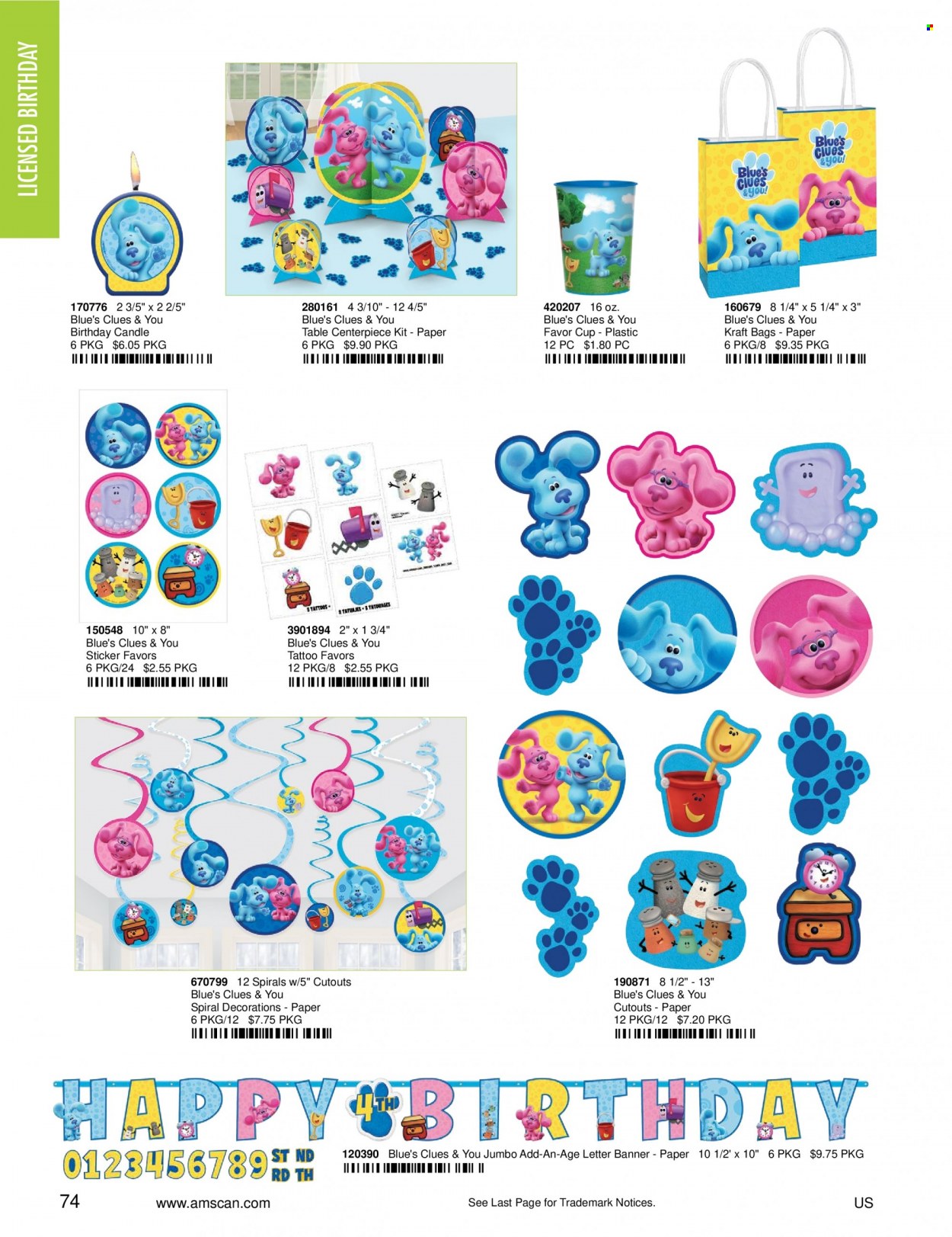 thumbnail - Amscan Flyer - Sales products - cup, bag, sticker, paper, candle. Page 76.