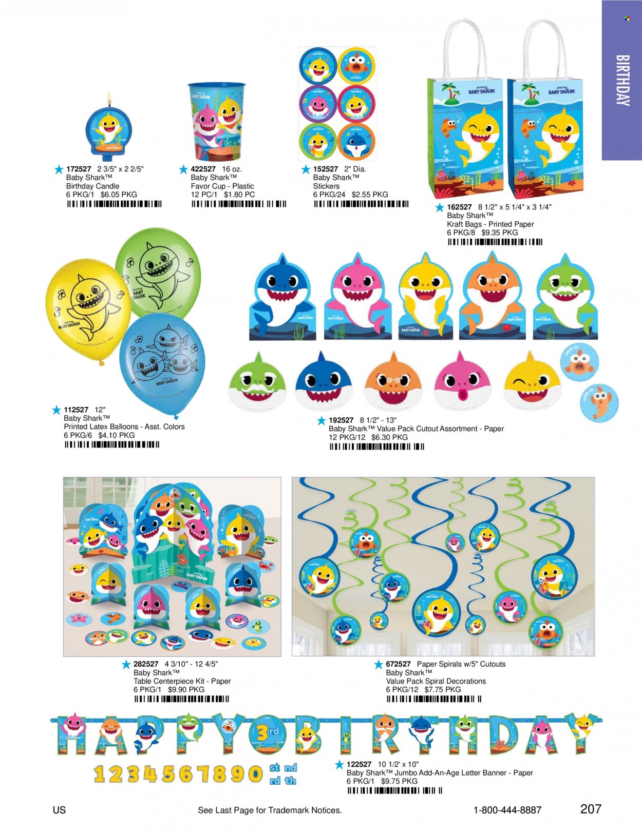 thumbnail - Amscan Flyer - Sales products - cup, bag, sticker, paper, balloons, candle. Page 209.
