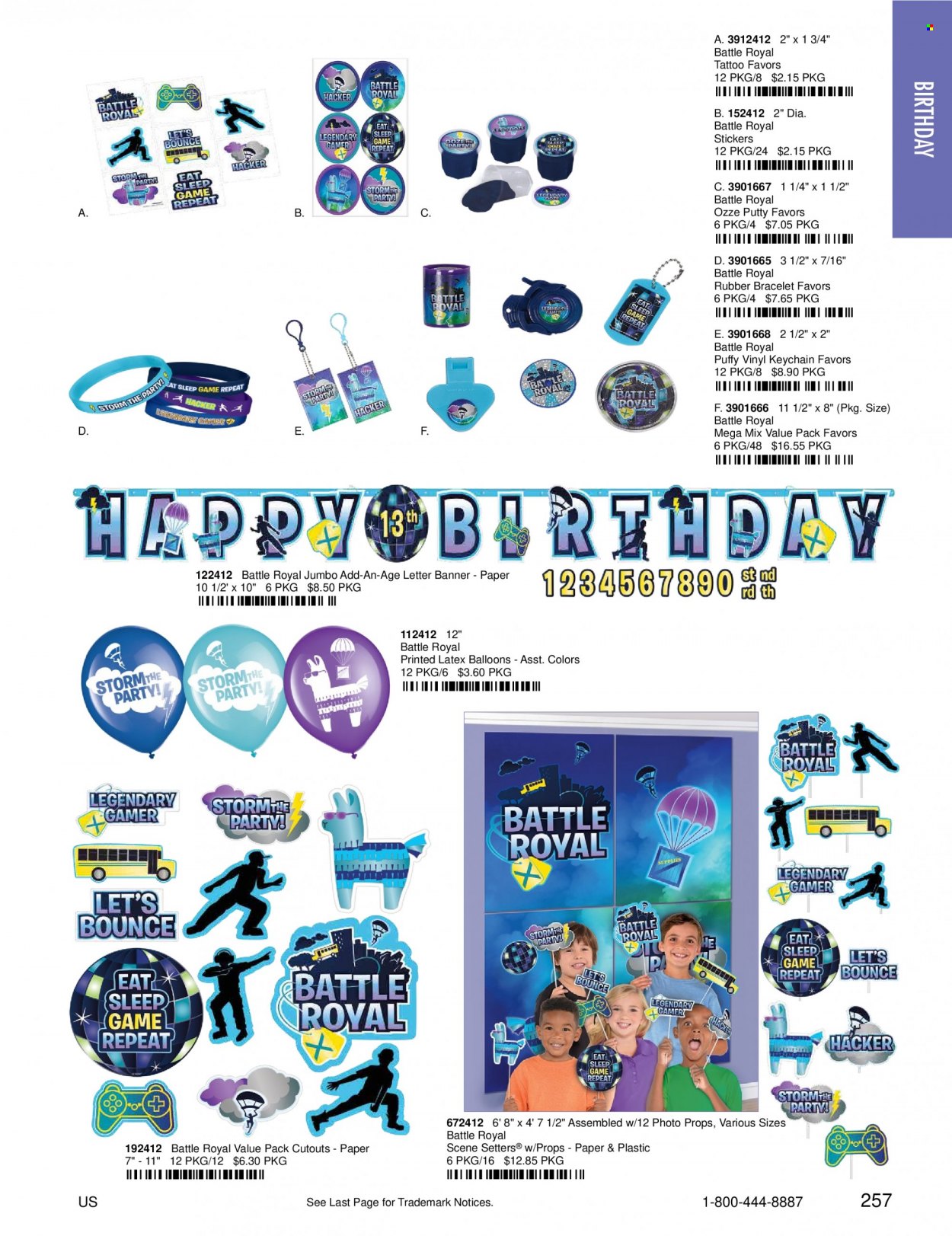 thumbnail - Amscan Flyer - Sales products - sticker, eraser, paper, balloons. Page 259.