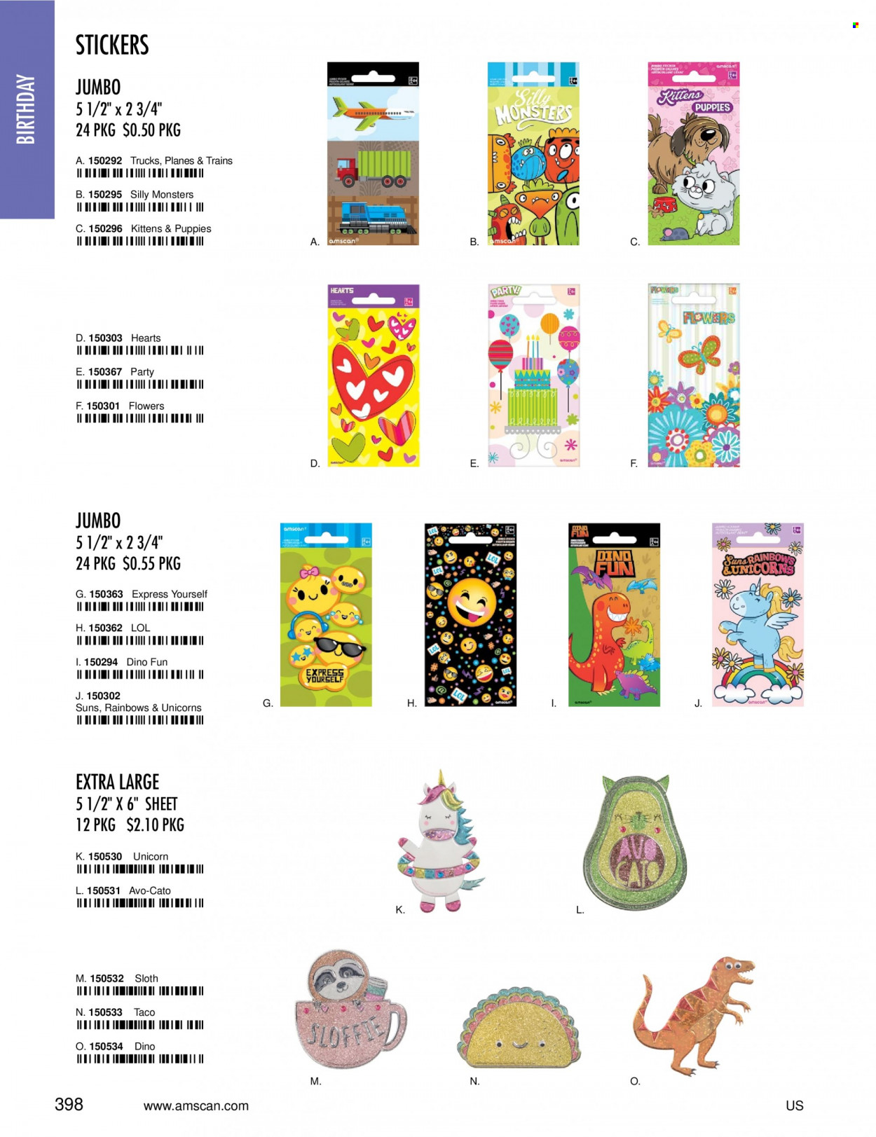 thumbnail - Amscan Flyer - Sales products - sticker. Page 400.