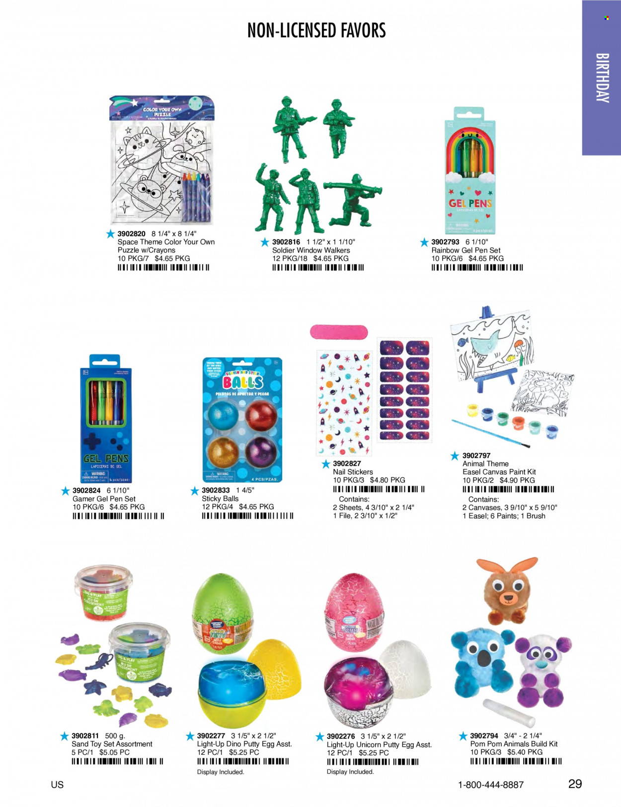 thumbnail - Amscan Flyer - Sales products - sticker, pen, gel pen, canvas, easel, toys, puzzle. Page 29.