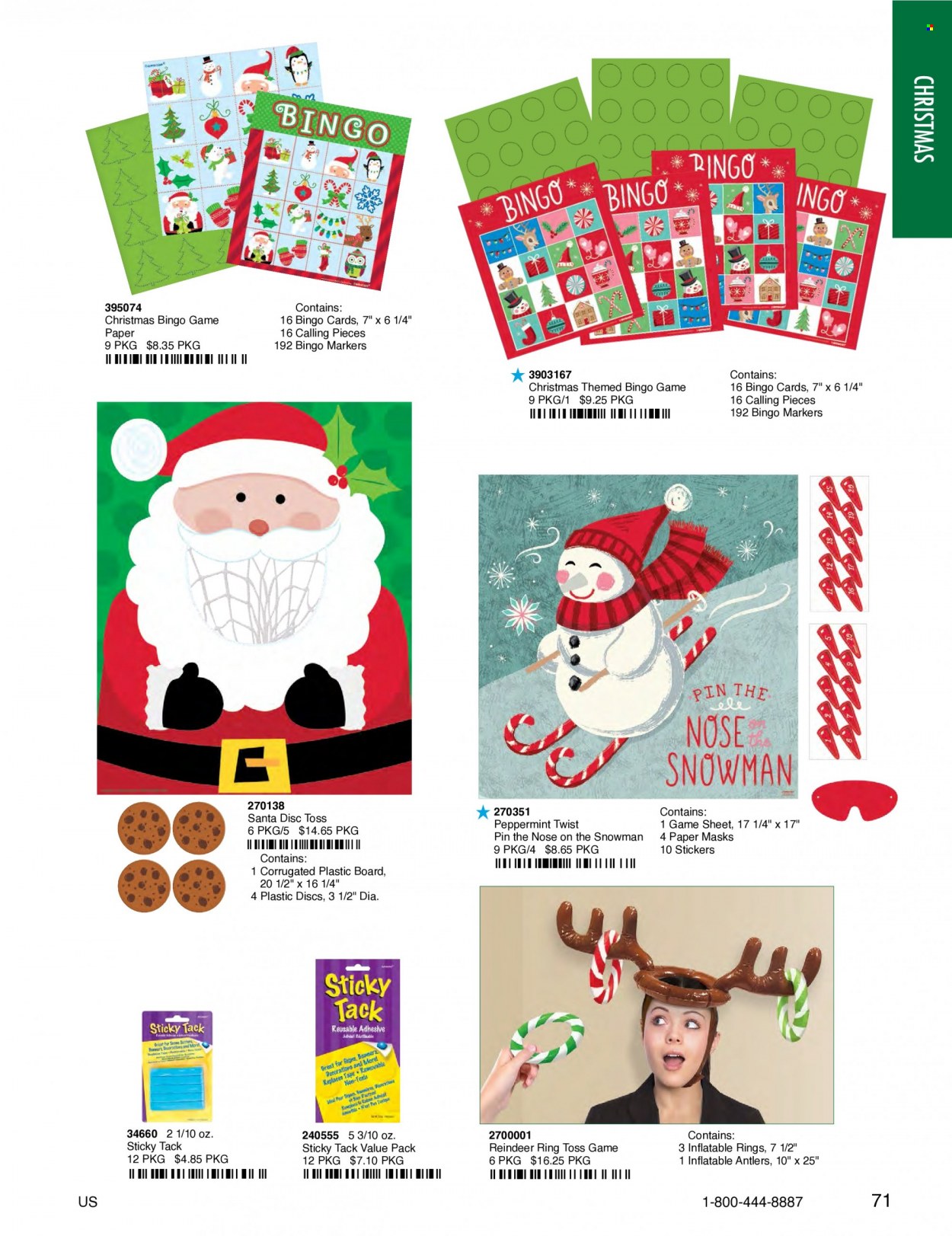 thumbnail - Amscan Flyer - Sales products - sticker, pin, paper, reindeer, Toss game. Page 73.