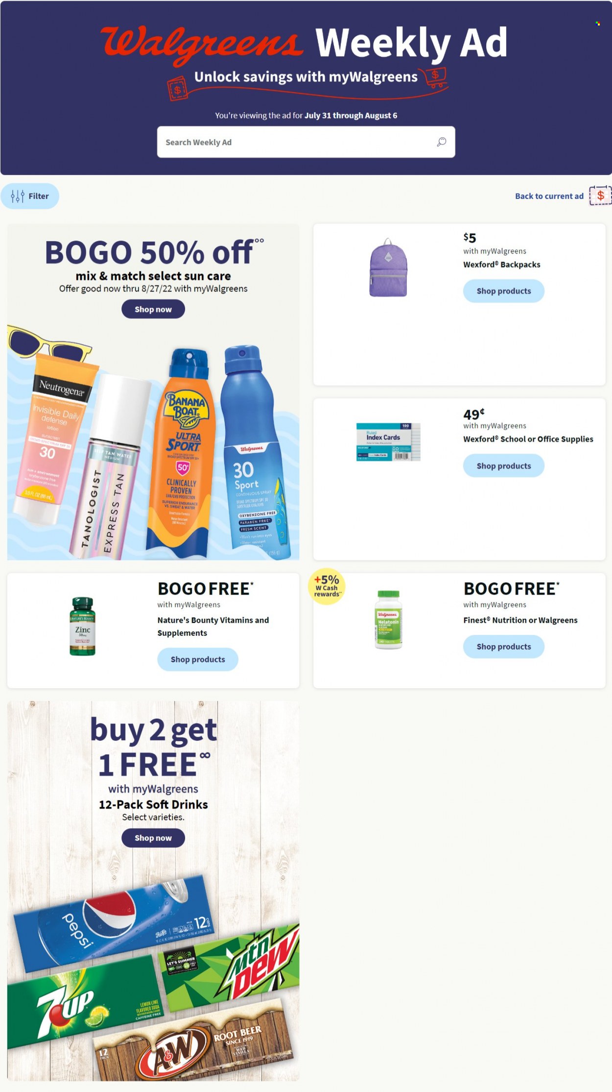 Walgreens ad - 07/31/2022 - 08/06/2022. Page 1
