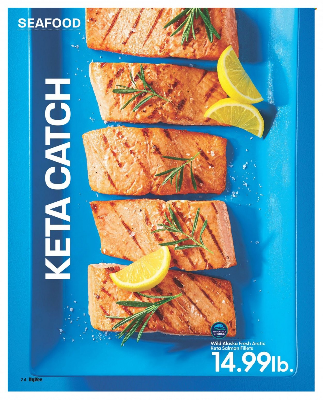 thumbnail - Hy-Vee Flyer - 08/01/2022 - 08/31/2022 - Sales products - salmon, salmon fillet, seafood. Page 26.
