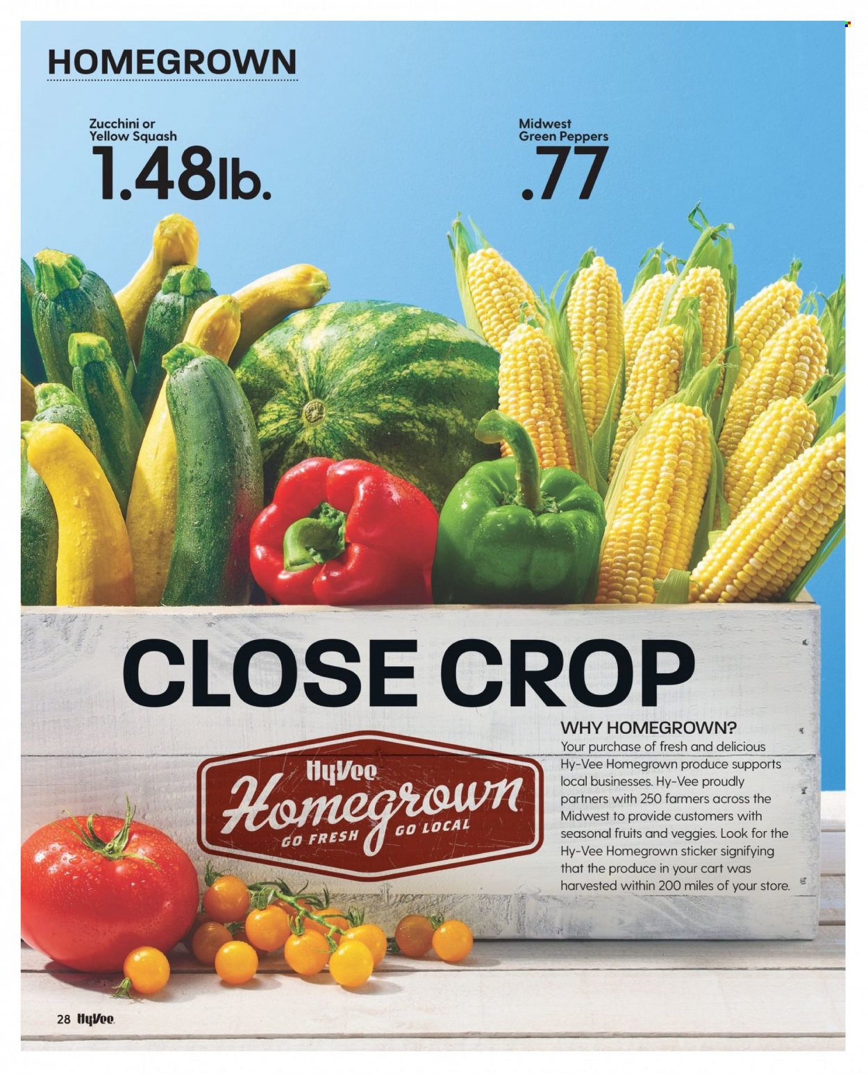 thumbnail - Hy-Vee Flyer - 08/01/2022 - 08/31/2022 - Sales products - zucchini, peppers, yellow squash, sticker. Page 30.