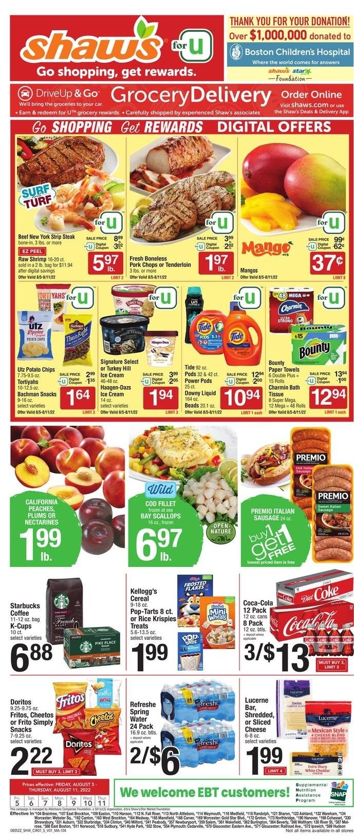 Shaw’s ad - 08/05/2022 - 08/11/2022. Page 1