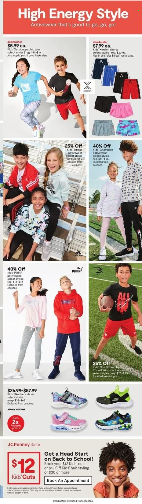 thumbnail - JCPenney Flyer - 08/08/2022 - 08/14/2022 - Sales products - Adidas, shoes, Puma, Nike, Skechers, shorts, Wilson, t-shirt. Page 3.
