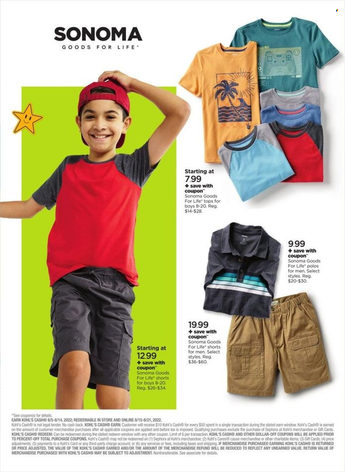thumbnail - Kohl's Flyer - 08/05/2022 - 08/14/2022 - Sales products - shorts, tops. Page 18.