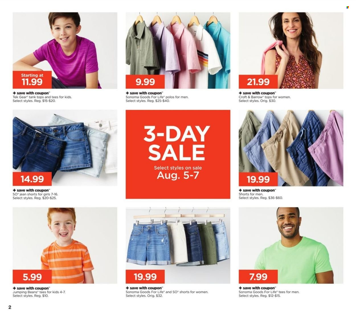 thumbnail - Kohl's Flyer - 08/05/2022 - 08/14/2022 - Sales products - shorts, tank top, t-shirt. Page 2.