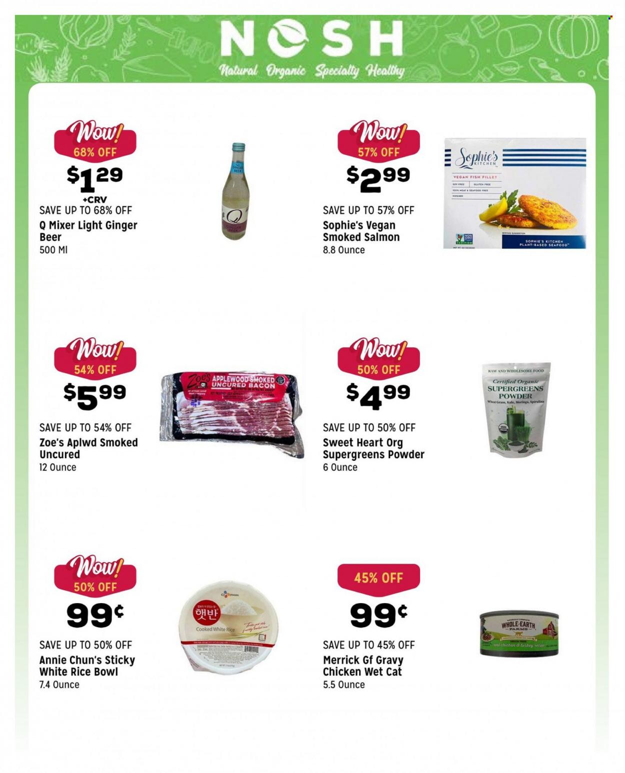 thumbnail - Grocery Outlet Flyer - 08/10/2022 - 08/16/2022 - Sales products - fish fillets, salmon, smoked salmon, seafood, fish, bacon, rice, white rice, beer, Zoe, ginger beer. Page 2.
