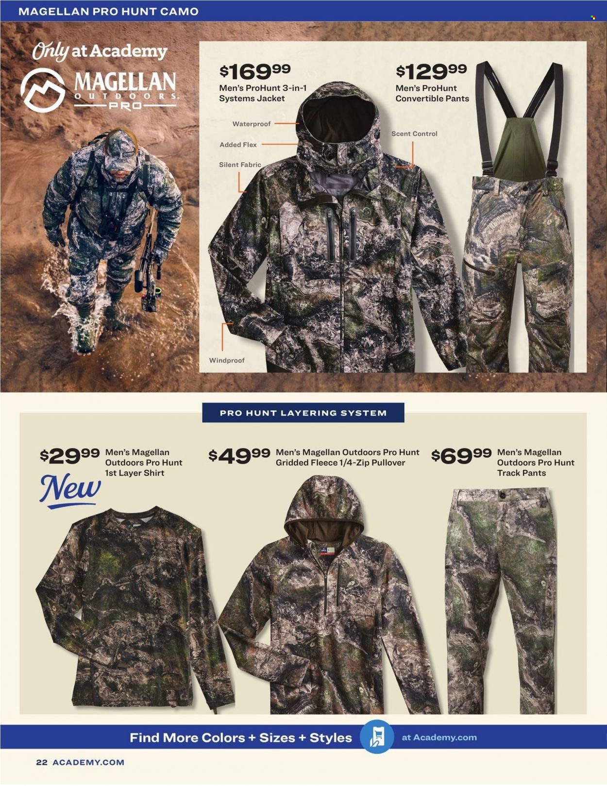 thumbnail - Academy Sports + Outdoors Flyer - 08/09/2022 - 11/05/2022 - Sales products - jacket, pants, track pants, shirt, pullover, Magellan. Page 22.