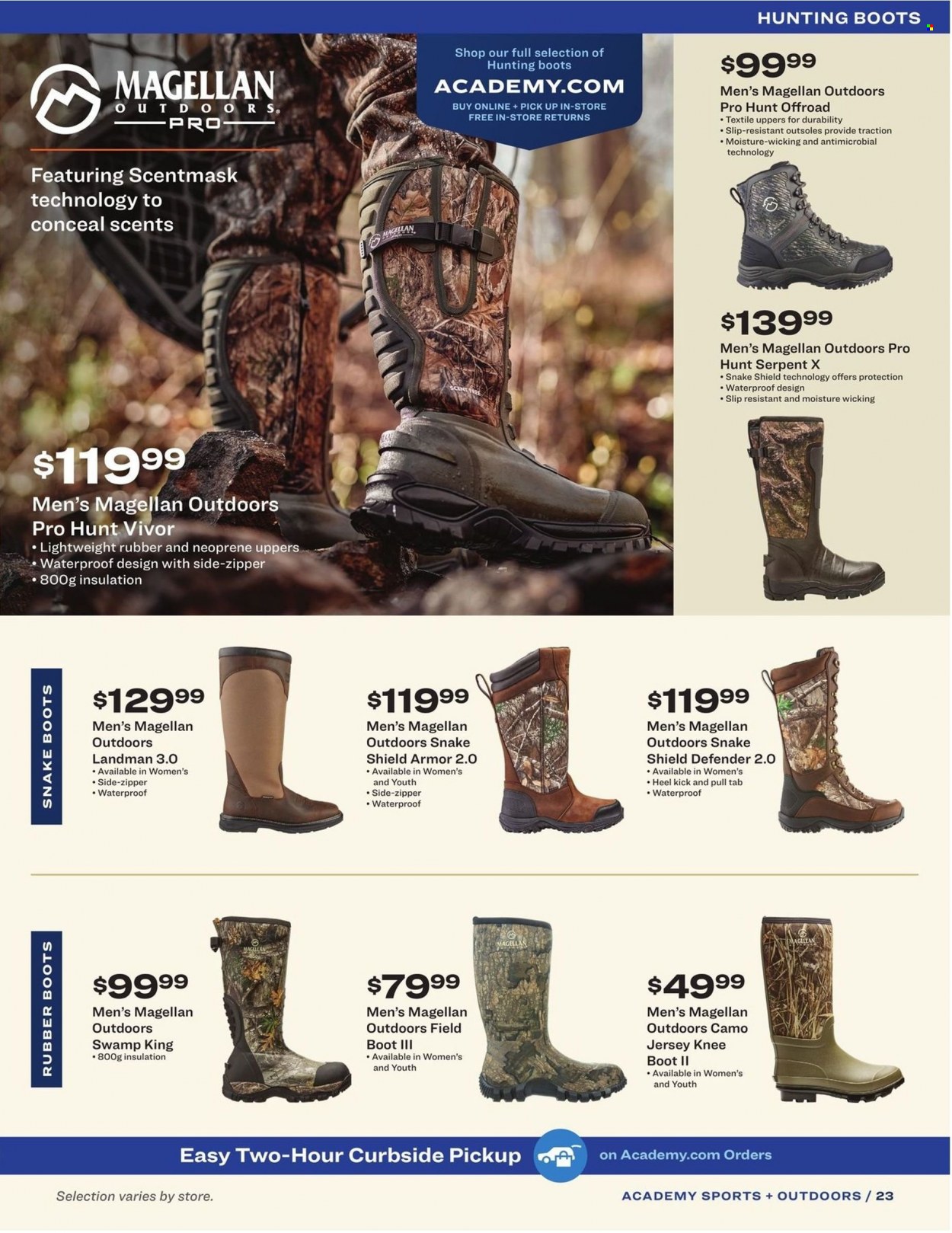thumbnail - Academy Sports + Outdoors Flyer - 08/09/2022 - 11/05/2022 - Sales products - boots, hunting boots, jersey, Magellan. Page 23.