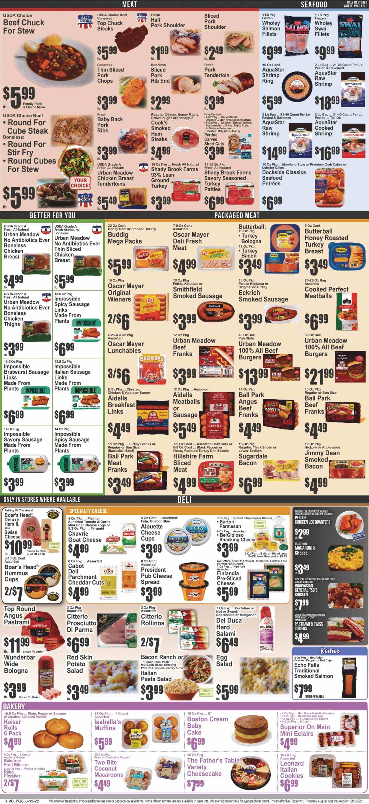 thumbnail - Food Dynasty Flyer - 08/12/2022 - 08/18/2022 - Sales products - Father's Table, cheesecake, muffin, celery, salad, guava, oranges, lobster, salmon, salmon fillet, smoked salmon, seafood, shrimps, swai fillet, crab cake, lobster cakes, macaroni & cheese, meatballs, hamburger, pasta, fajita, beef burger, Perdue®, Lunchables, Jimmy Dean, Sugardale, bacon, Butterball, salami, turkey bacon, ham, Hillshire Farm, prosciutto, pastrami, chorizo, smoked ham, Cook's, Oscar Mayer, bratwurst, sausage, smoked sausage, italian sausage, kielbasa, hummus, cheese spread, potato salad, pasta salad, ham steaks, goat cheese, sliced cheese, swiss cheese, cheese cup, parmesan, pub cheese, Président, feta, italian dressing, strips, chicken strips, cookies, chocolate, cane sugar, olives, black pepper, dressing, ground turkey, chicken breasts, chicken legs, chicken thighs, beef meat, steak, pork meat, pork ribs, pork shoulder, pork tenderloin, pork back ribs, cup. Page 6.