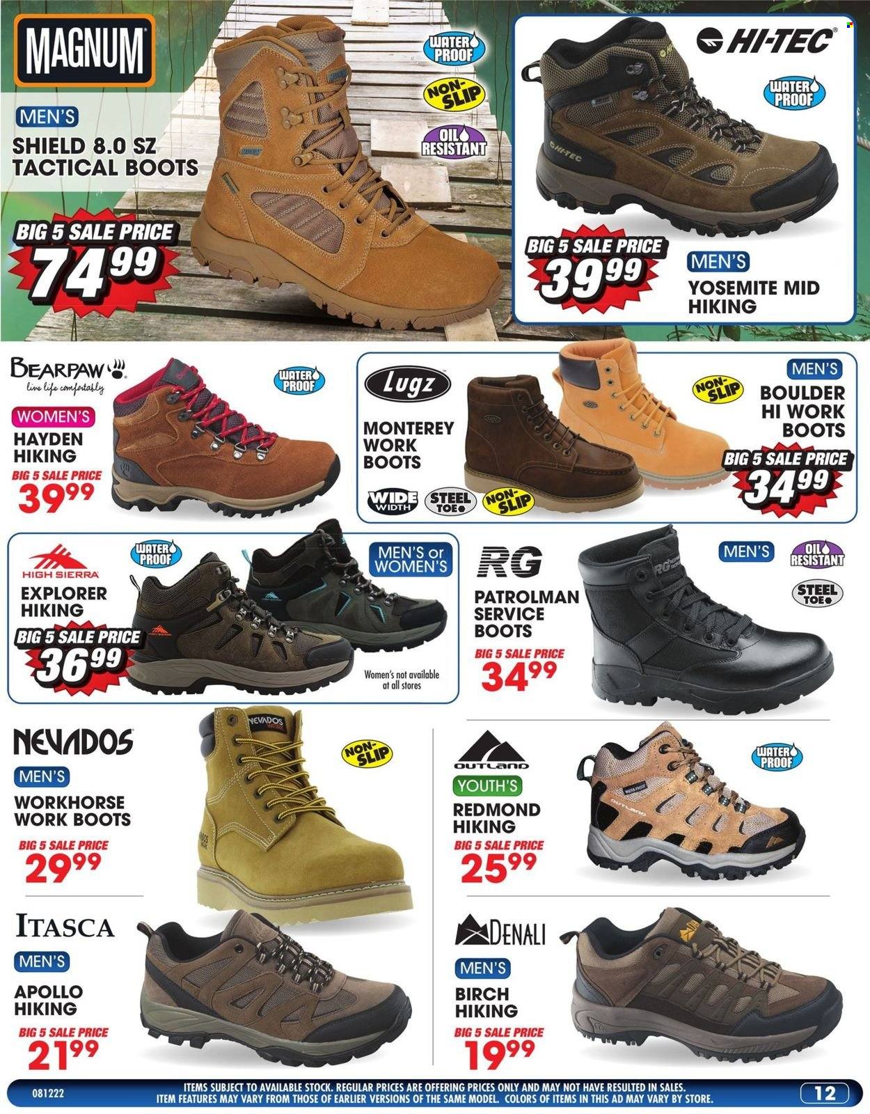 thumbnail - Big 5 Flyer - 08/12/2022 - 08/18/2022 - Sales products - Bearpaw, boots, HI-TEC, Itasca, Lugz, High Sierra. Page 13.