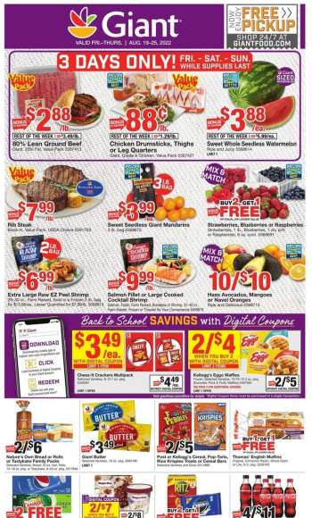 Giant Food Flyer - 08/19/2022 - 08/25/2022.