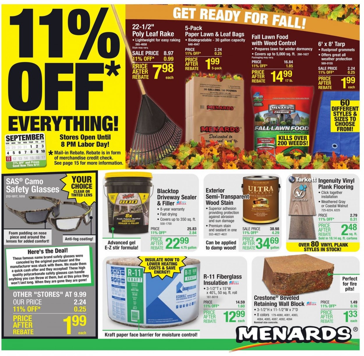 Menards ad - 09/01/2022 - 09/11/2022. Page 1