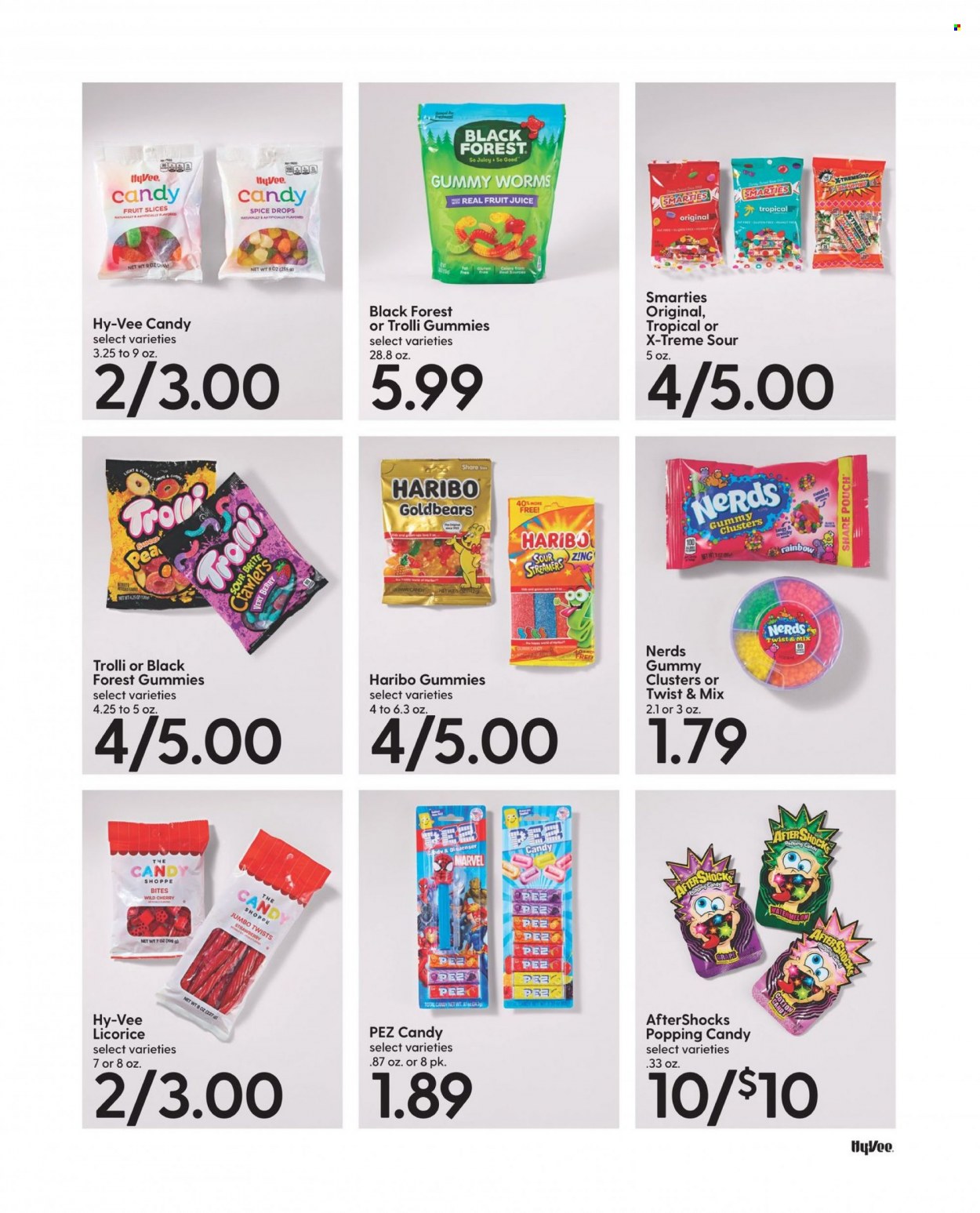 thumbnail - Hy-Vee Flyer - 09/01/2022 - 09/30/2022 - Sales products - cherries, Trolli, Haribo, fruit slices, spice, juice, fruit juice, Brite, dispenser, smarties. Page 49.
