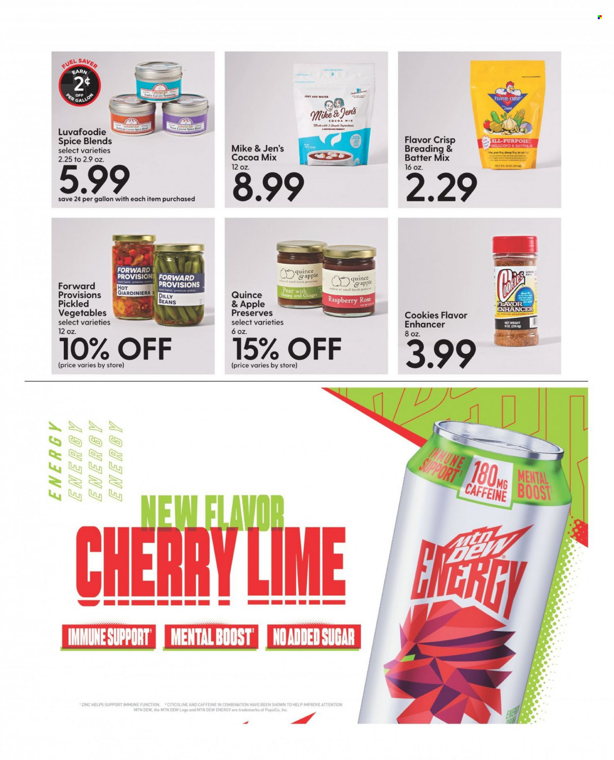 thumbnail - Hy-Vee Flyer - 09/01/2022 - 09/30/2022 - Sales products - garlic, ginger, quince, pears, cookies, cocoa, pickles, spice, Mountain Dew, Boost, wine, rosé wine, pan, pin, rose, zinc. Page 59.