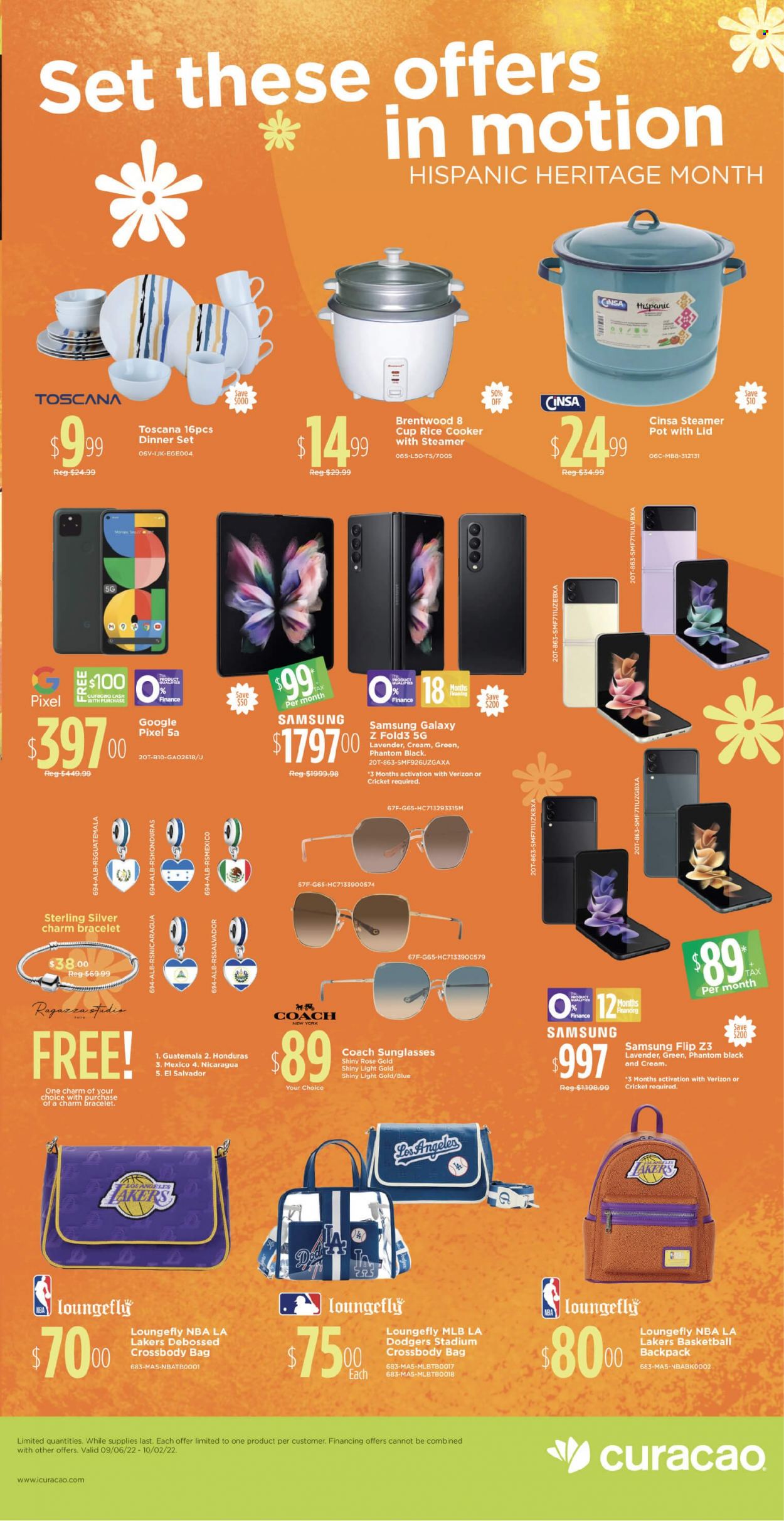 thumbnail - Curacao Flyer - 09/06/2022 - 10/02/2022 - Sales products - Samsung Galaxy, Samsung, Samsung Galaxy Z, Samsung Galaxy Z Flip, rice cooker, backpack, bag, cross body bag, bracelet, sunglasses. Page 2.
