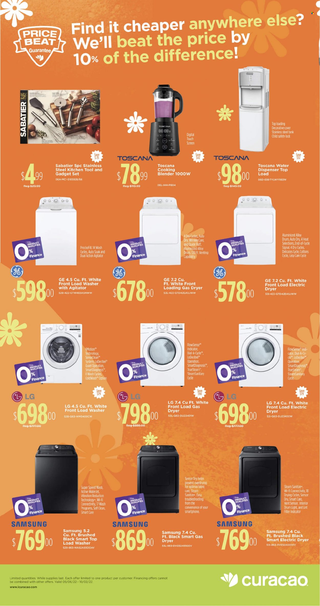 thumbnail - Curacao Flyer - 09/06/2022 - 10/02/2022 - Sales products - LG, Samsung, washing machine, electric dryer, blender, water dispenser. Page 5.