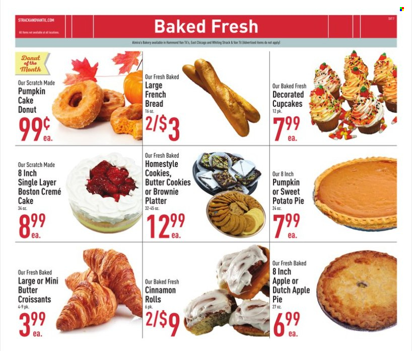 thumbnail - Strack & Van Til Flyer - 09/07/2022 - 10/04/2022 - Sales products - bread, cake, pie, croissant, french bread, apple pie, cinnamon roll, cupcake, brownies, donut, cream pie, sweet potato, pumpkin, whiting, cookies, butter cookies. Page 7.