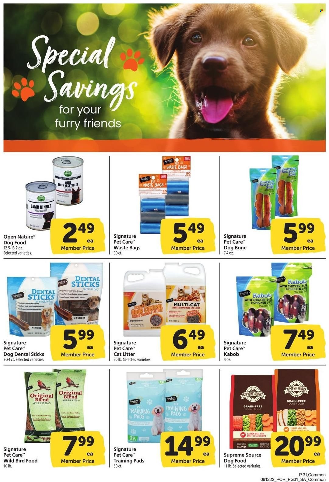 thumbnail - Safeway Flyer - 09/12/2022 - 10/09/2022 - Sales products - snack, bag, trash bags, animal food, bird food, dog food. Page 31.