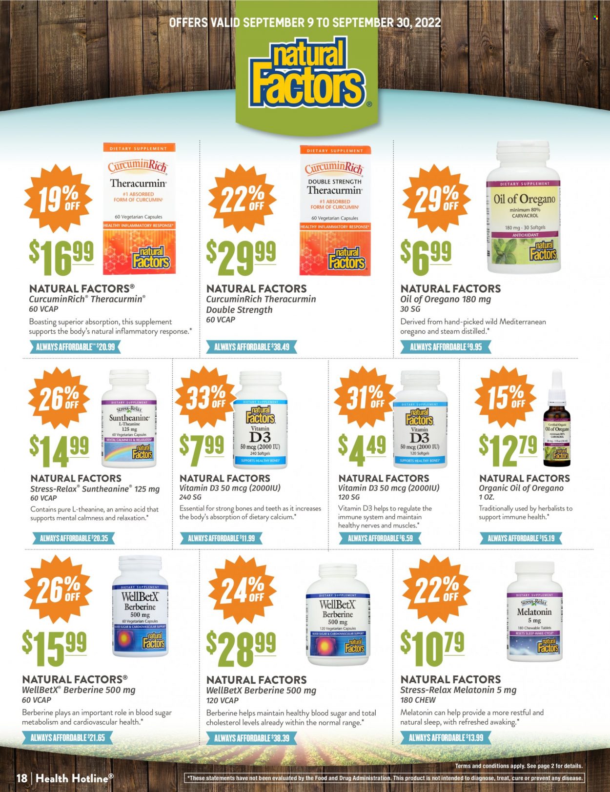 thumbnail - Natural Grocers Flyer - 09/09/2022 - 09/30/2022 - Sales products - oil, calcium, vitamin D3. Page 18.