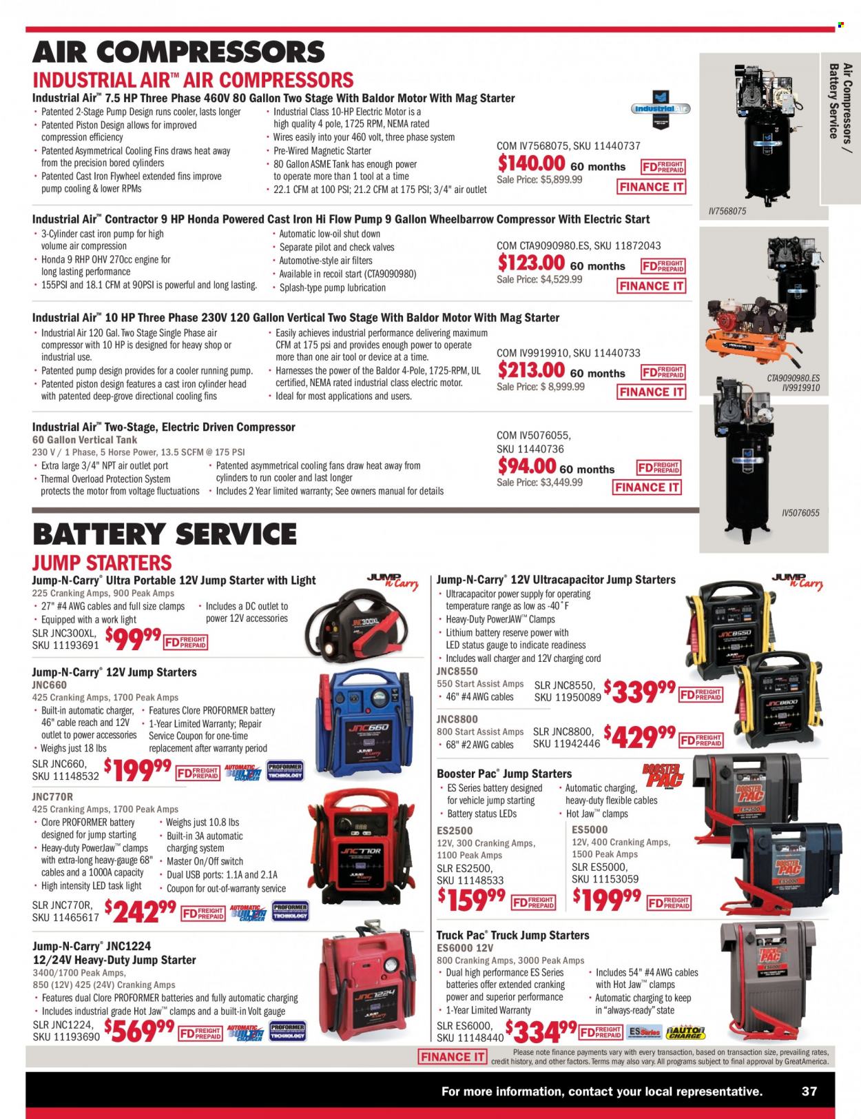 thumbnail - Carquest Flyer - Sales products - air compressor, air filter, starter, pump. Page 37.