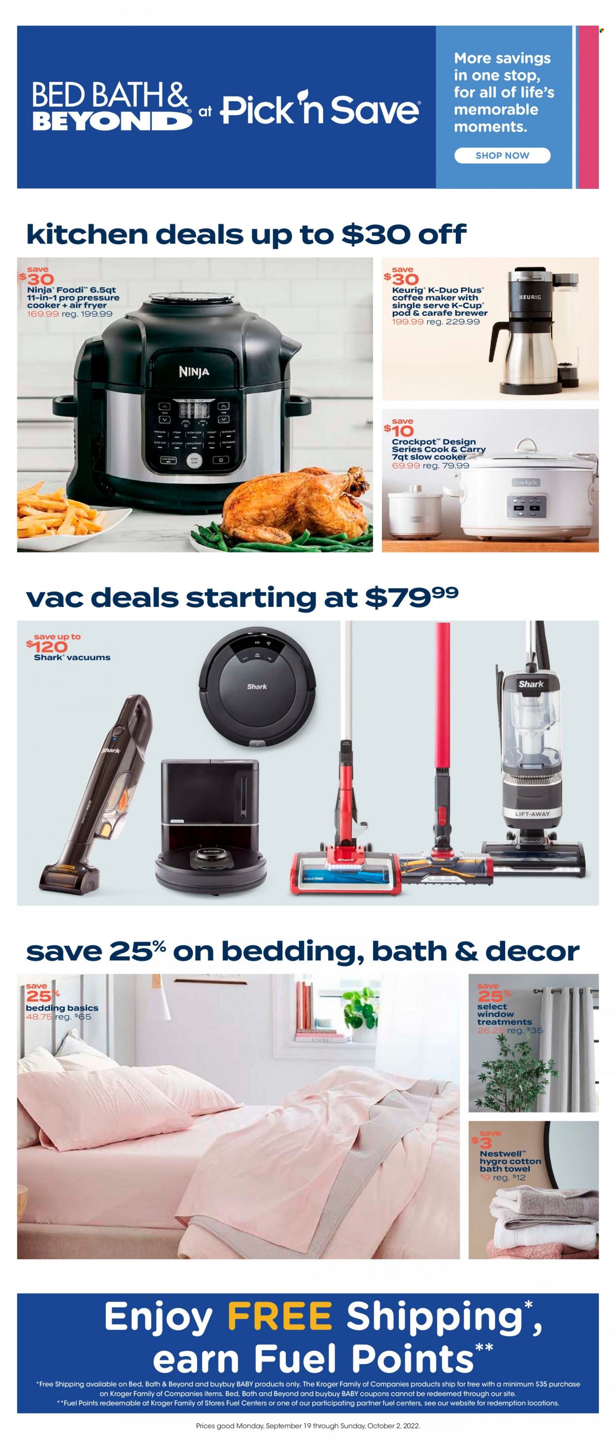 thumbnail - Pick ‘n Save Flyer - 09/19/2022 - 10/02/2022 - Sales products - brewer, coffee capsules, K-Cups, Keurig, pressure cooker, Moments, coffee machine, slow cooker, air fryer. Page 1.