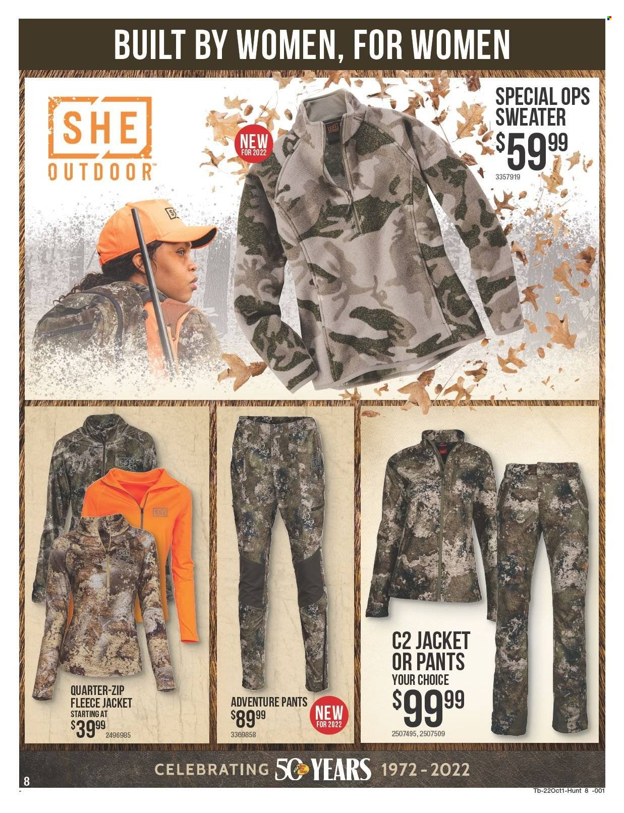 thumbnail - Cabela's Flyer - 09/22/2022 - 10/05/2022 - Sales products - jacket, pants, sweater. Page 8.
