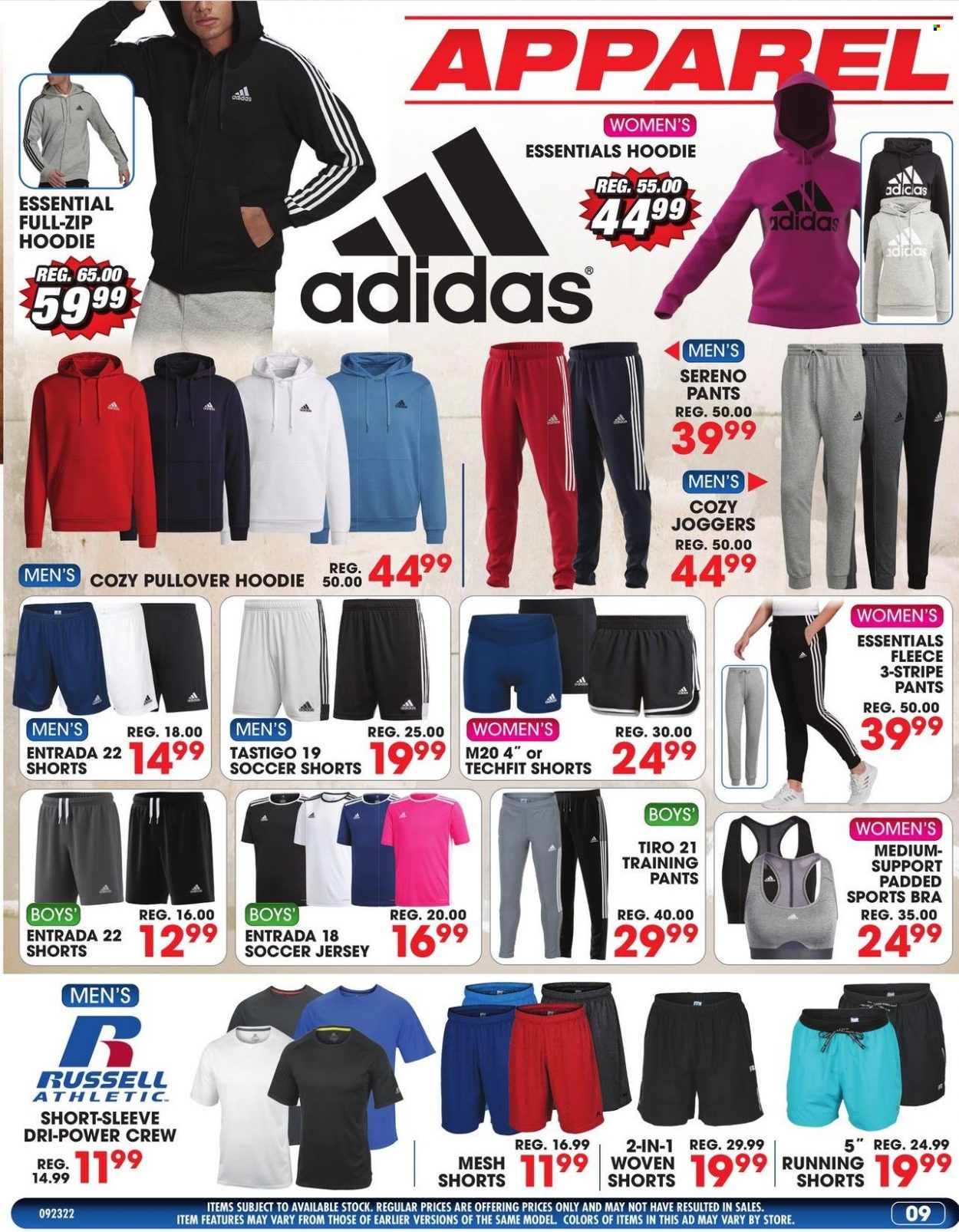 thumbnail - Big 5 Flyer - 09/23/2022 - 09/29/2022 - Sales products - Adidas, Russell Athletic, shorts, pants, hoodie, jersey, pullover, joggers, bra. Page 10.