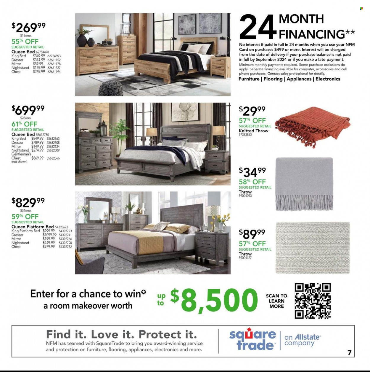 thumbnail - Nebraska Furniture Mart Flyer - 09/23/2022 - 09/27/2022 - Sales products - king bed, queen bed, dresser, nightstand, mirror, computer. Page 7.