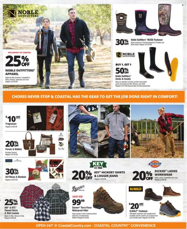 thumbnail - Coastal Farm & Ranch Flyer - 09/28/2022 - 10/04/2022 - Sales products - DeWALT, blanket, jacket, jeans, shirt, socks, wallet, Dickies. Page 3.